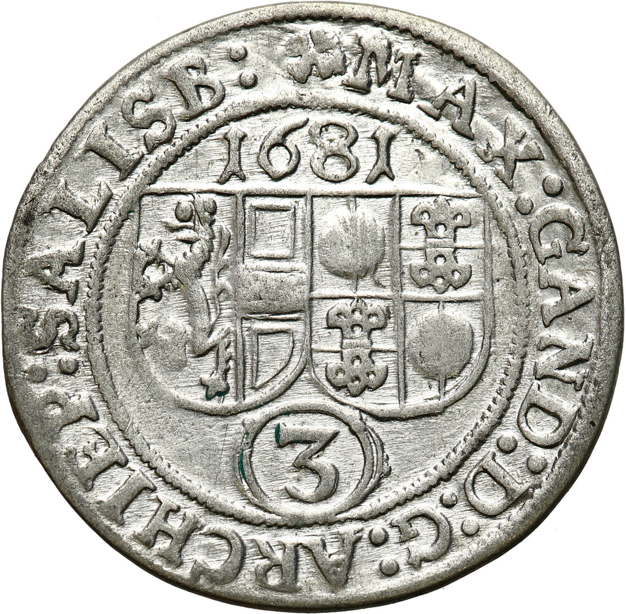 Austria. 3 krajcary 1681, Salzburg